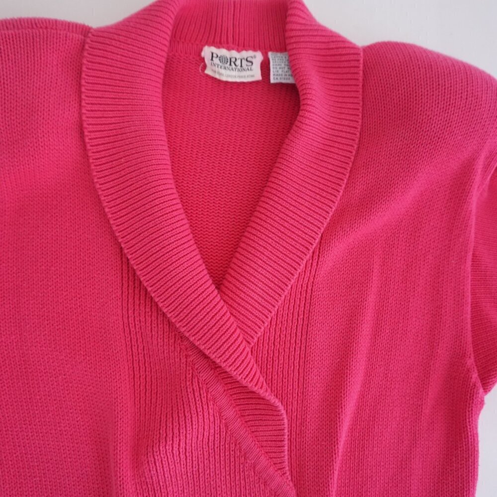 Vintage Ports International Pink Knit Double Breasted Cardigan Sweater S - Picture 10 of 11